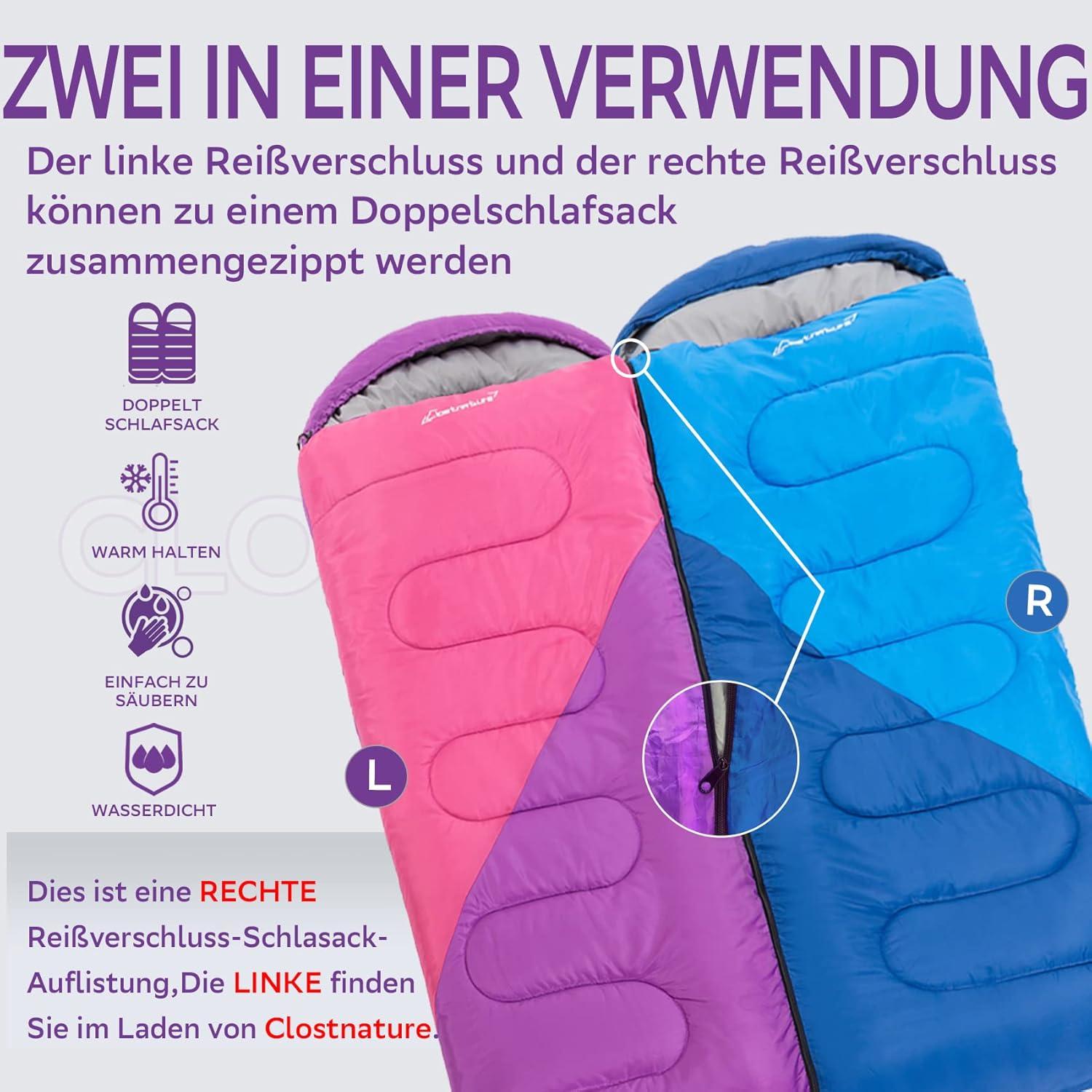 Clostnature Leichter Deckenschlafsack für Camping Rot