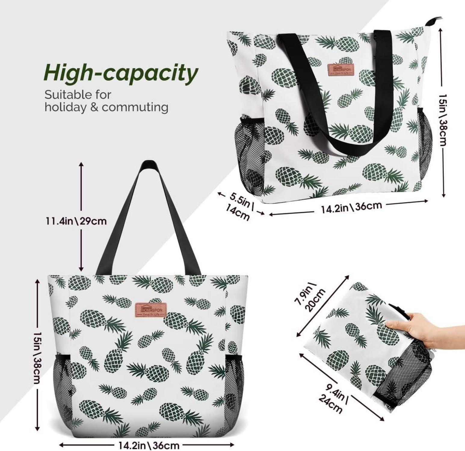 Große Wasserdichte Strandtasche mit Reißverschluss und Taschen für