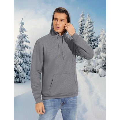 Herren Sherpa Hoodie mit Kängurutasche - Hellgrau
