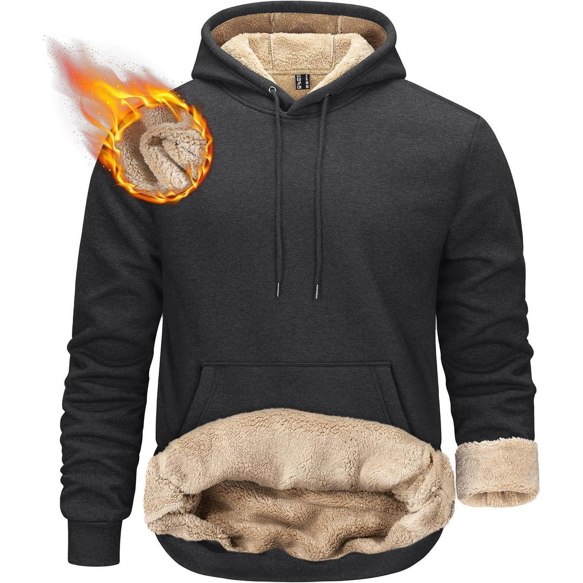 Herren Sherpa Hoodie – Warm & Winddicht – Dunkelgrau