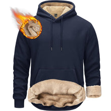 Herren Sherpa Hoodie Dunkelblau S Winddicht Warm