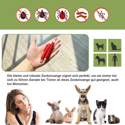 Zeckenzange für Hunde Katze Mensch 2er Set Zeckenpinzetten