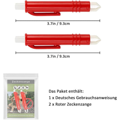 Zeckenzange für Hunde Katze Mensch 2er Set Zeckenpinzetten
