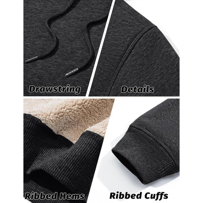 Herren Sherpa Hoodie mit Kängurutasche - Dunkelgrau L
