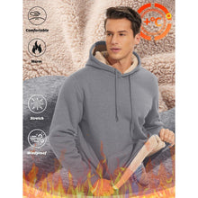 Herren Sherpa Hoodie – Dickes Fleece, winddicht, warm, Hellgrau