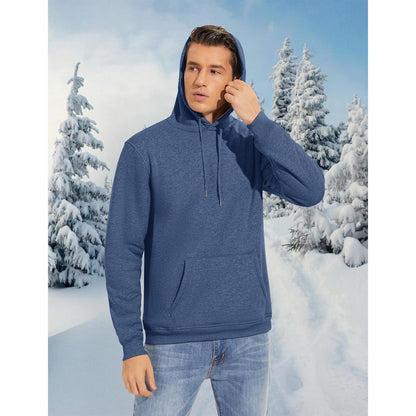 Herren Sherpa Hoodie mit Kängurutasche, winddicht, warm, XXL Blaugrau