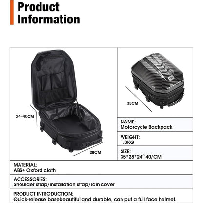 Wasserdichte Motorrad Hecktasche mit ABS Hartschale & Erweiterung