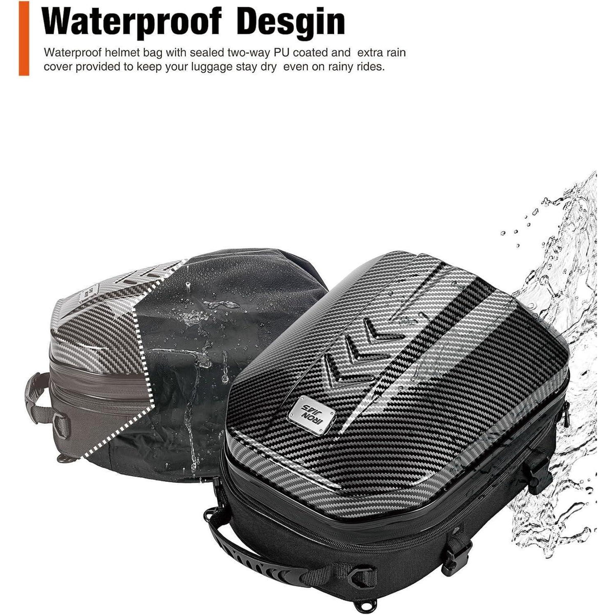 Wasserdichte Motorrad Hecktasche mit ABS Hartschale & Erweiterung
