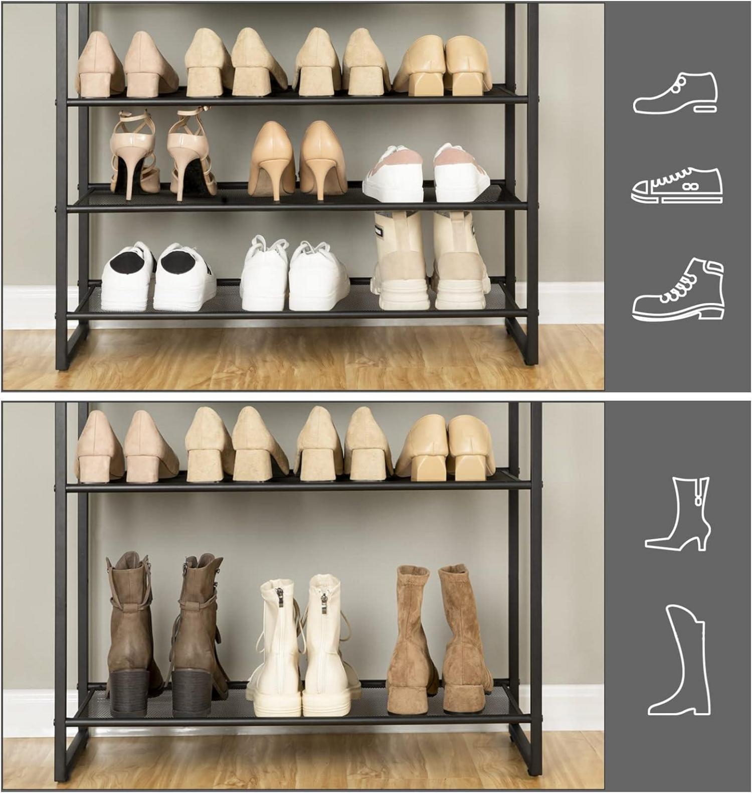 Schuhregal mit 10 Ebenen, Schuhschrank Metall, Platz Sparen 32-40 Paar