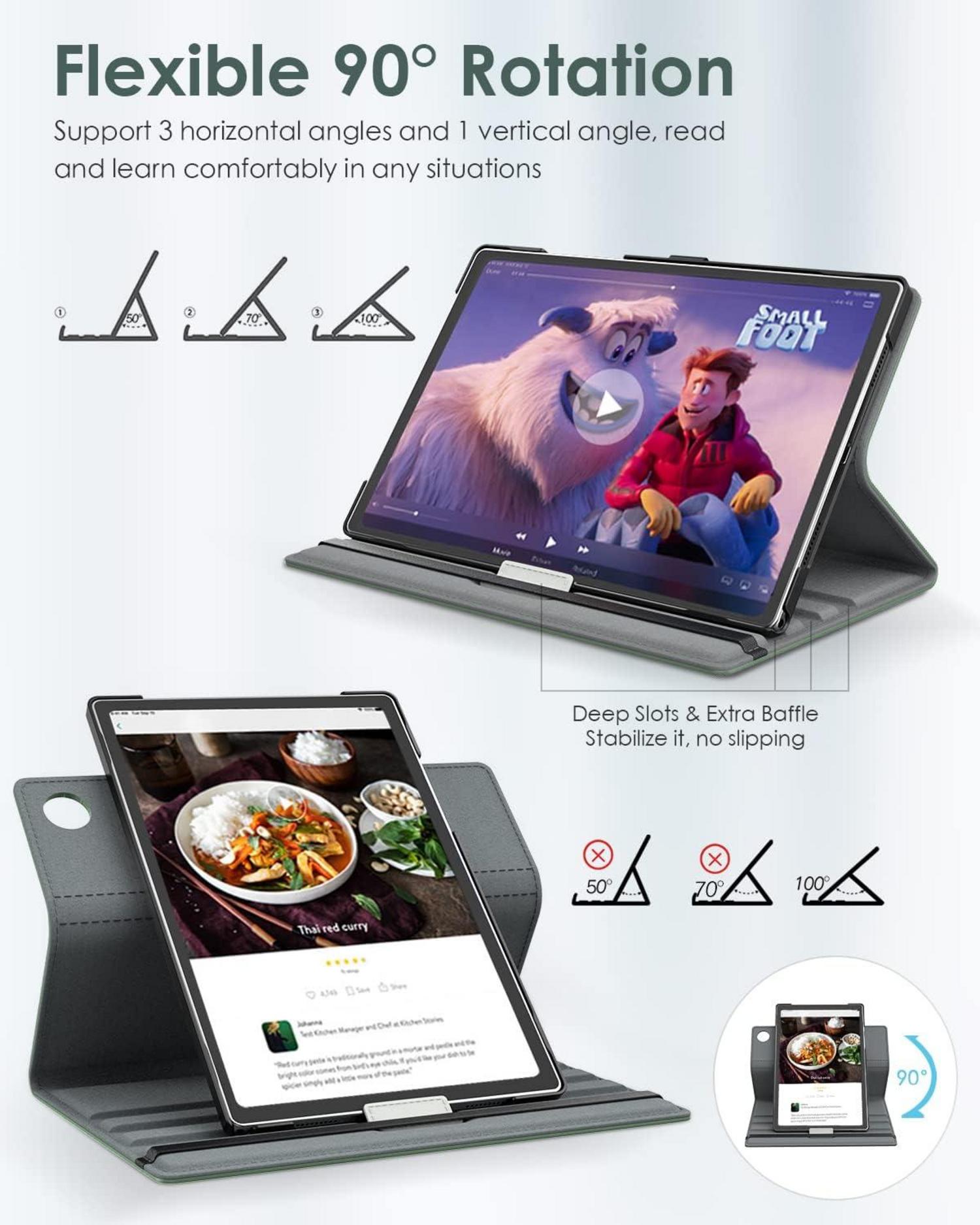 TiMOVO Galaxy Tab A8 Hülle 10,5 Zoll PU Leder 90° Drehbar Nachtgrün