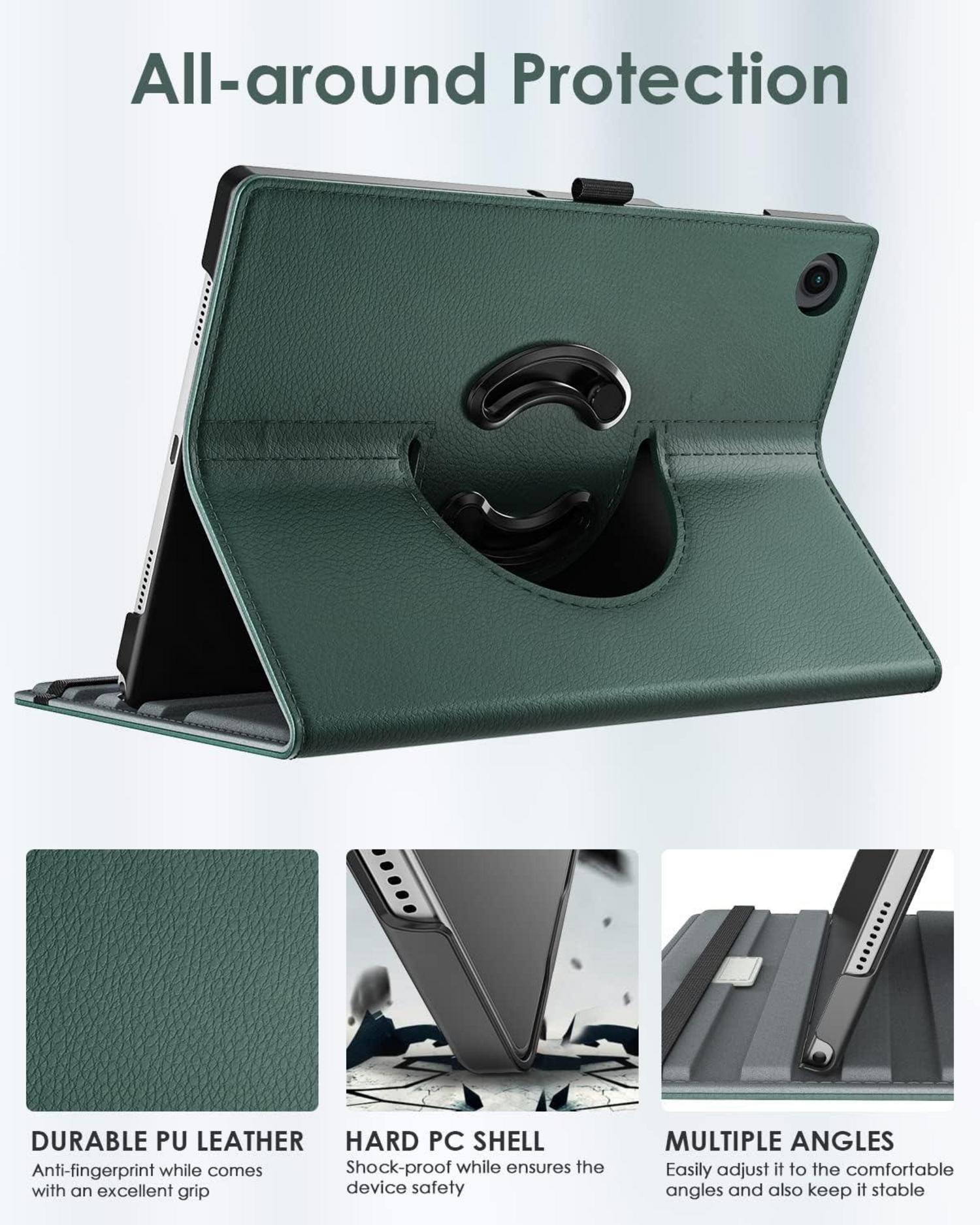 TiMOVO Galaxy Tab A8 2021 10,5 Zoll Hülle PU Lederhülle 90° Drehbar Nachtgrün