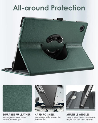 TiMOVO Galaxy Tab A8 2021 10,5 Zoll Hülle PU Lederhülle 90° Drehbar Nachtgrün