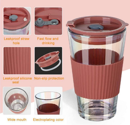 Glasbecher Set 450ml 2er Smoothie Trinkbecher to go mit