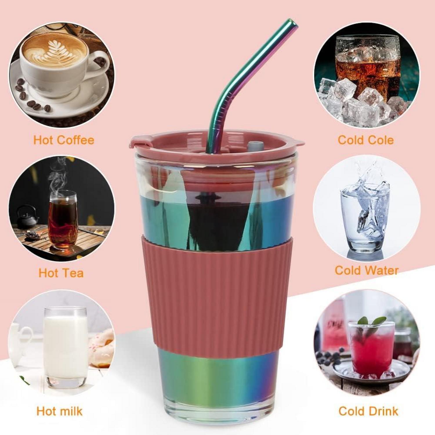 UHAPEER Glasbecher 450ml 2er Set Smoothie Trinkbecher to go BPA Free