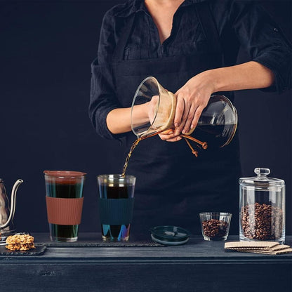 Glasbecher 450ml 2er Set Spritzfester Deckel Strohhalm Trinkbecher