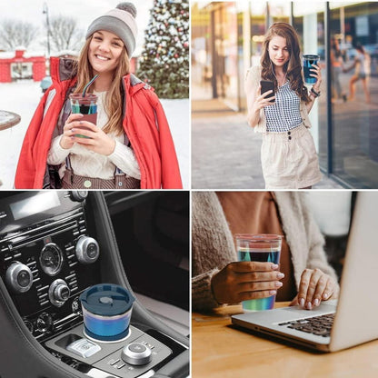 UHAPEER Glasbecher 450ml 2er Set Smoothie Trinkbecher to go BPA Free