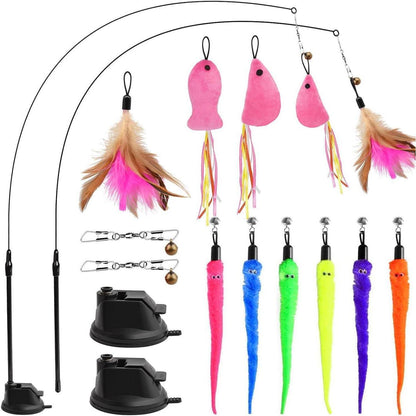 Katzenspielzeug Set 11: Angel mit Feder für Kitten