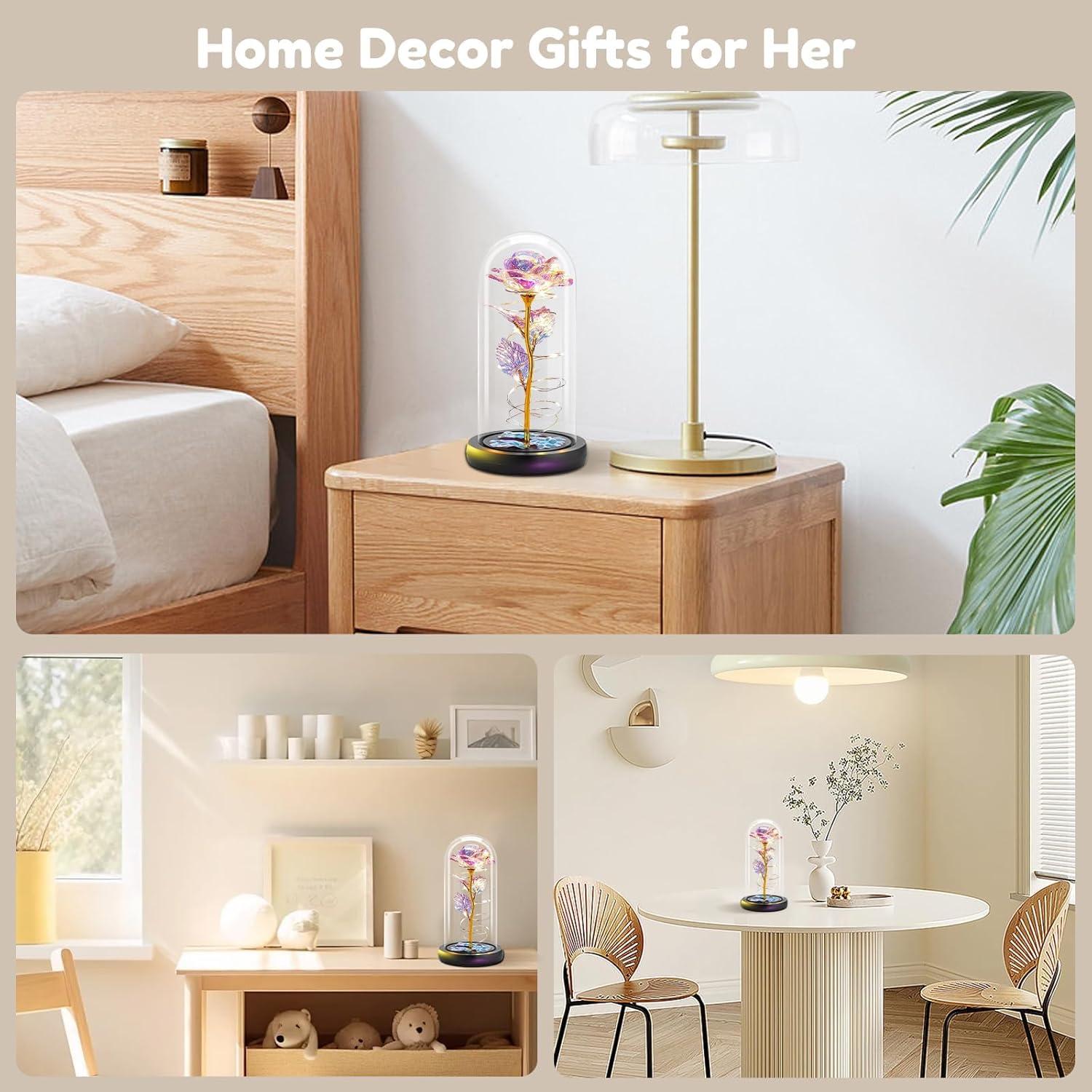 Ewige Rose im Glas mit LED-Licht, Rose Geschenkbox für Frauen, Mama, Freundin