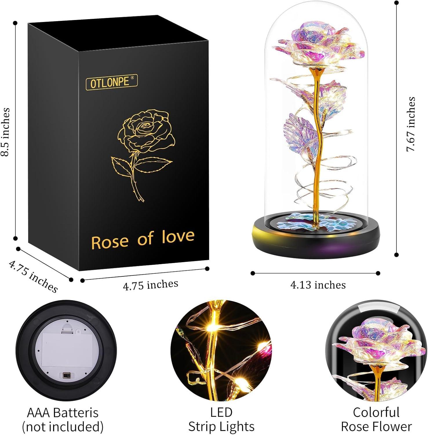 Ewige Rose im Glas mit LED-Licht, Rose Geschenkbox für Frauen, Mama, Freundin