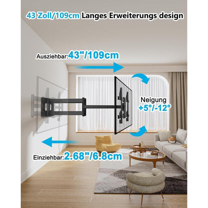 TV-Wandhalterung mit doppeltem Gelenkarm, 109cm, voll