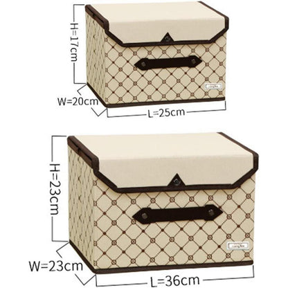 Faltbare Stoffboxen 4er Set Beige Karo Kleidung Spielzeug