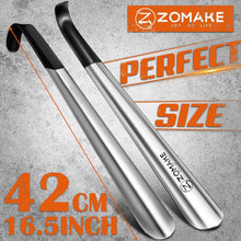 ZOMAKE Schuhlöffel Metall Lang 42cm 2er Set Stabil Schwarz