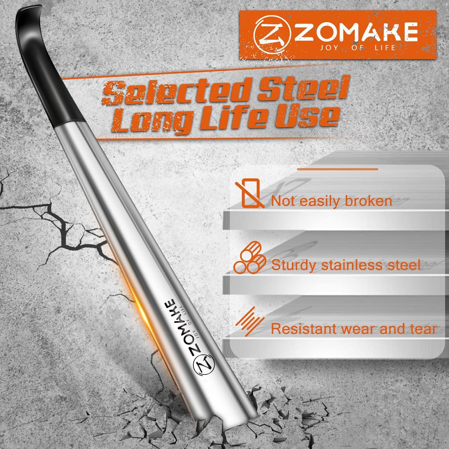 ZOMAKE Schuhlöffel Metall 42cm 2er Set Schwarz Stabil Edelstahl Schuhanzieher