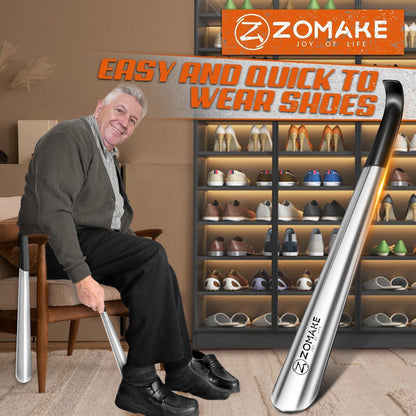 ZOMAKE Schuhlöffel Metall Lang 42cm 2er Set Stabil Silber