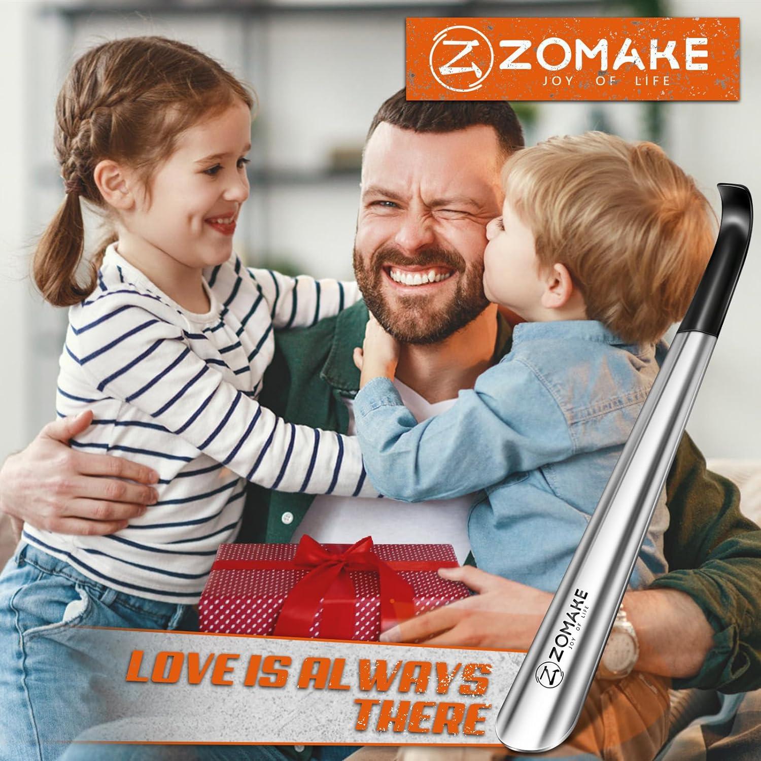 ZOMAKE Schuhlöffel Metall Lang 42cm 2er Set Stabil Silber