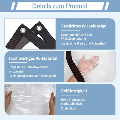 Transparente Abdeckplane 2x4m wasserdicht mit Ösen für Gartenmöbel