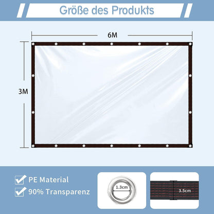 Transparente Abdeckplane 3x6m wasserdicht mit Ösen