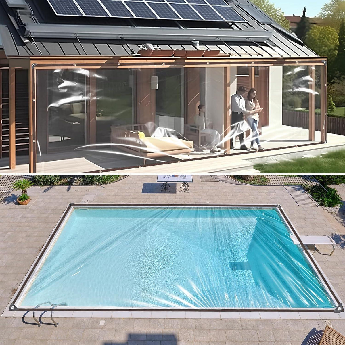 Transparente Abdeckplane 3x6m wasserdicht mit Ösen