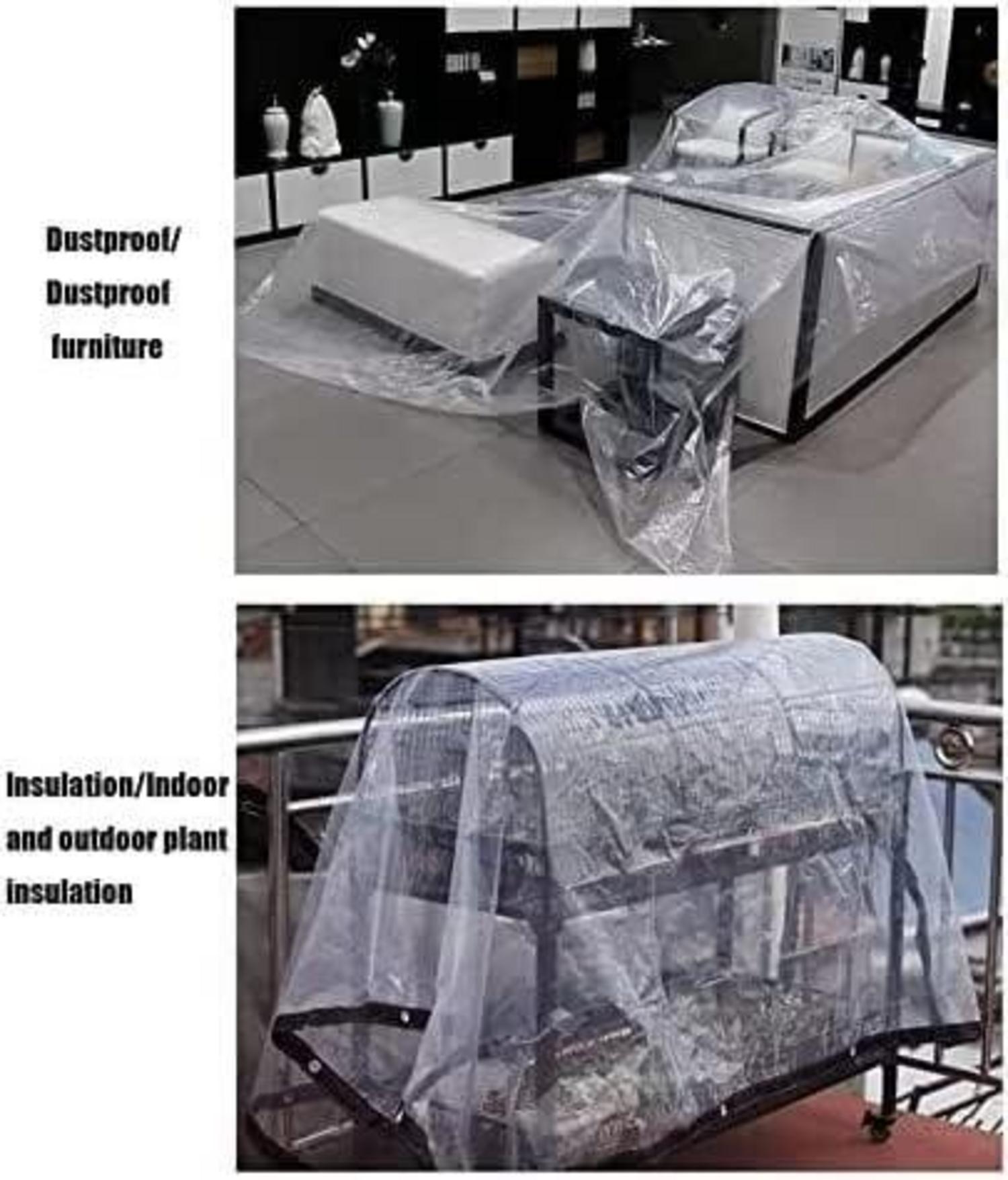 Transparente wasserdichte Plane mit Ösen für Gartenmöbel 2x1m