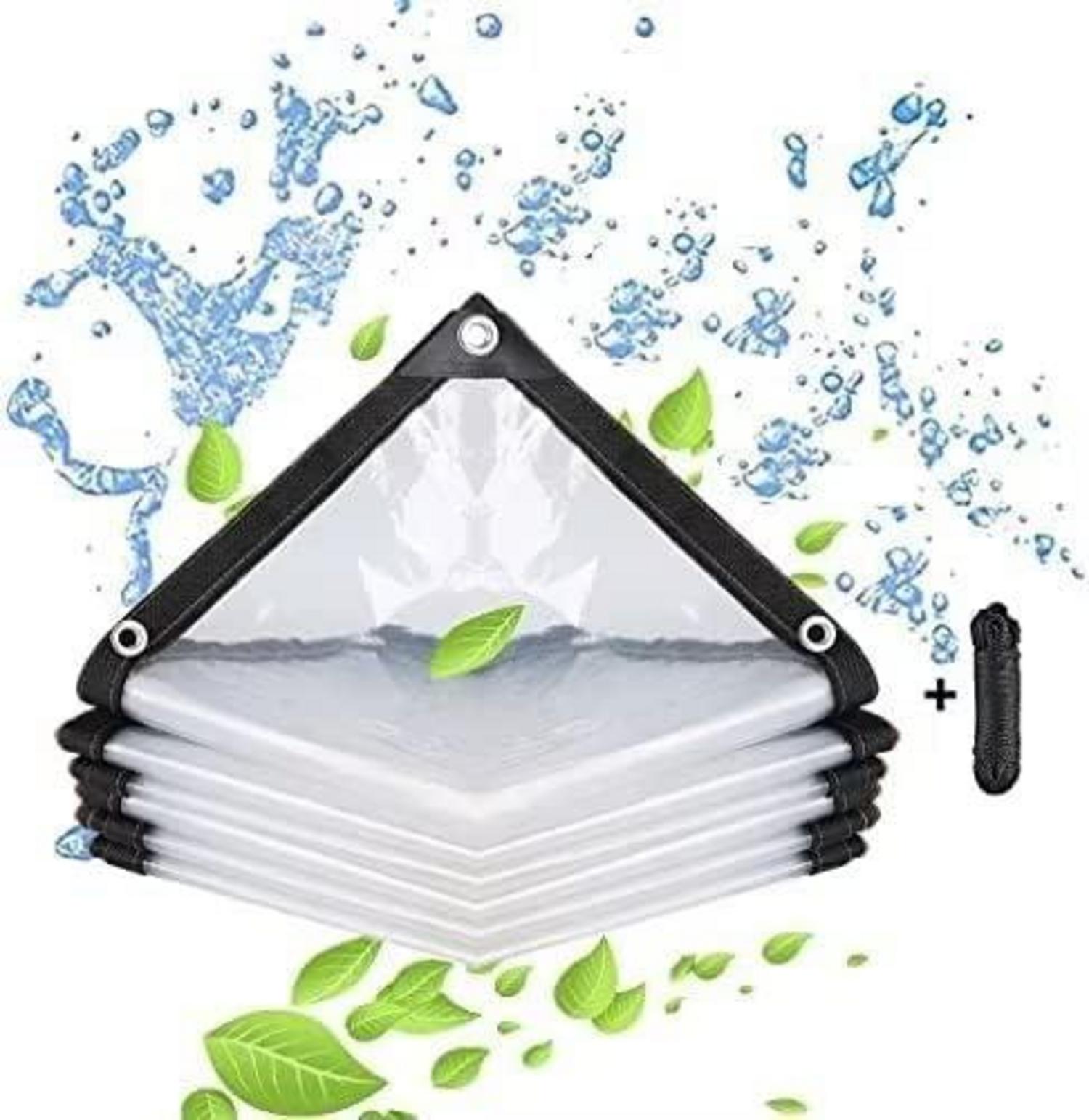 Wasserdichte transparente Plane mit Ösen 3x4m - Gartenmöbel Abdeckung