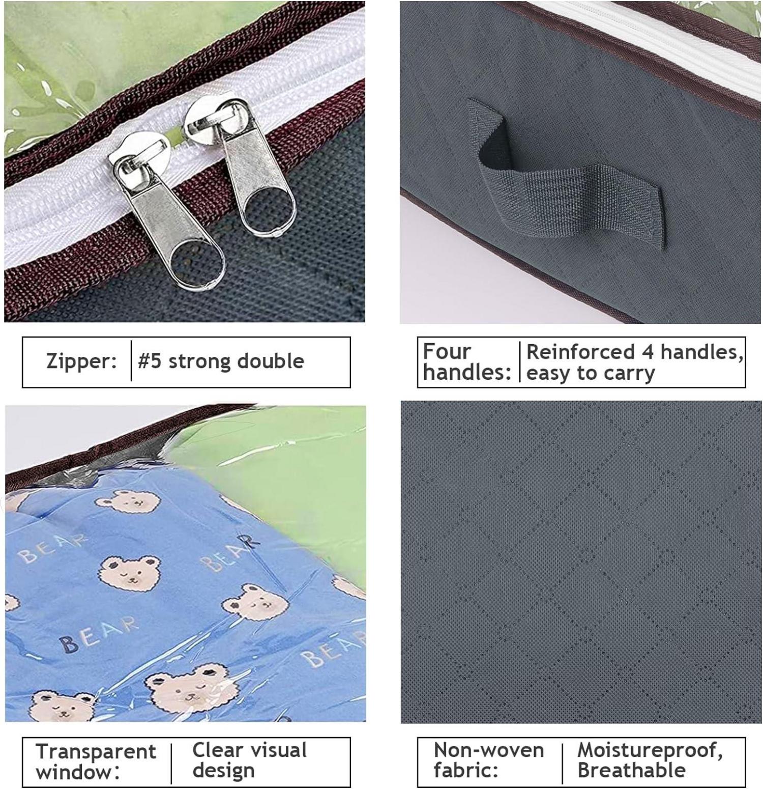 Budding Joy 90L Unterbettkommode Aufbewahrungsbox mit Deckel Grau 4er Pack