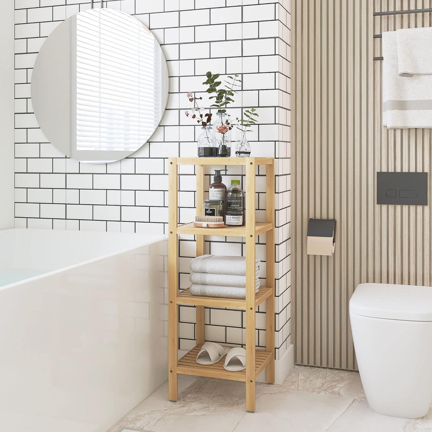 Bambus Badezimmerregal Organizer 4 Ebenen Natur