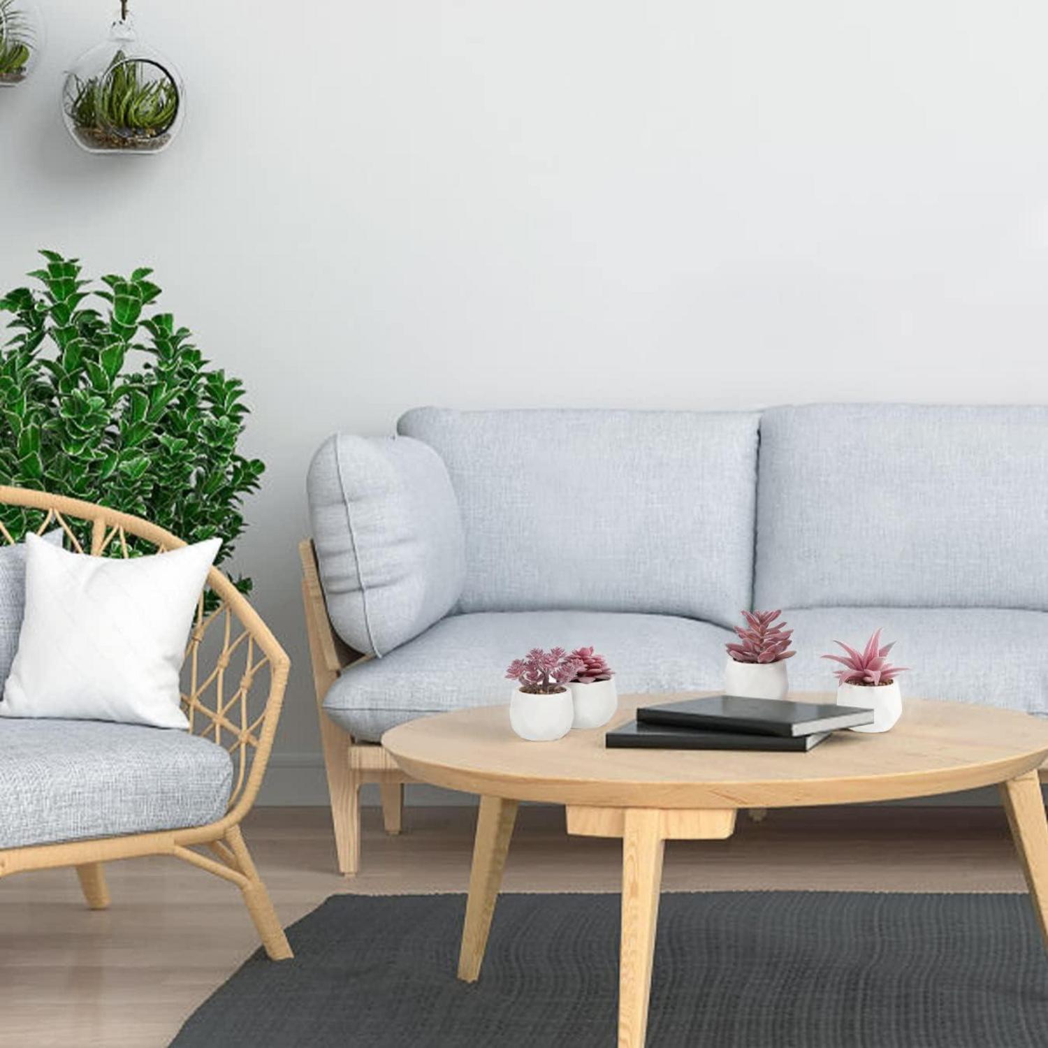 Künstliche Sukkulenten Pflanzen 4er Set Mini Kunstpflanzen Tischdeko