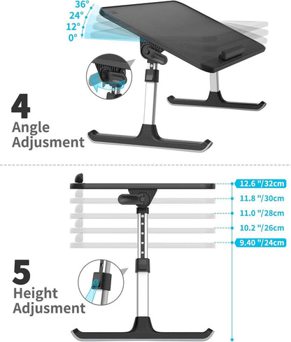 SAIJI Laptoptisch fürs Bett Höhenverstellbar Neigbar Laptoptisch klappbare Beine Zoll 52 * 30cm