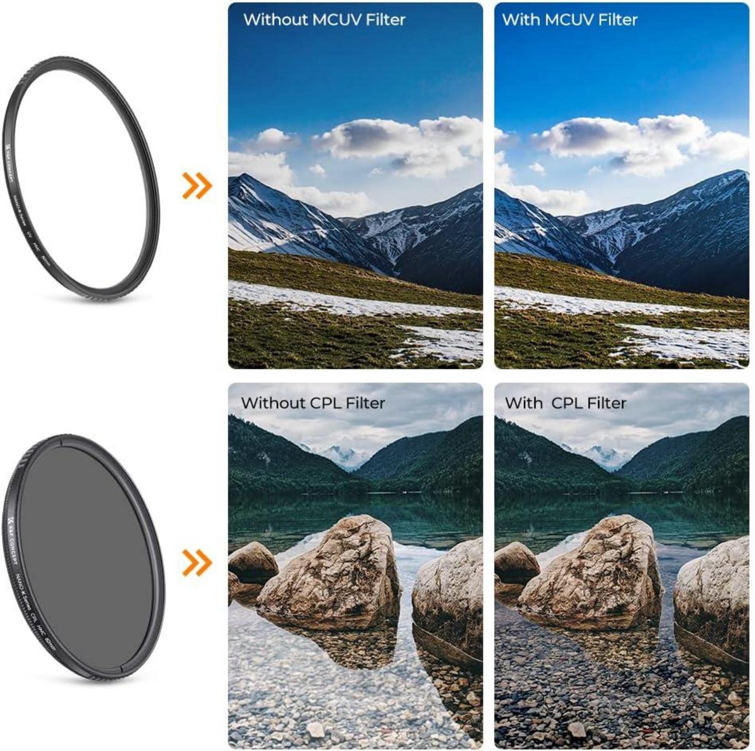 52mm K&F Concept Polfilter UV Filter Set für Objektive