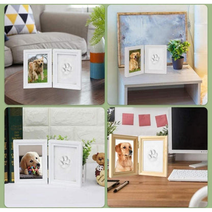 Pfotenabdruck Set Holz Bilderrahmen 3D Gips Hölzern