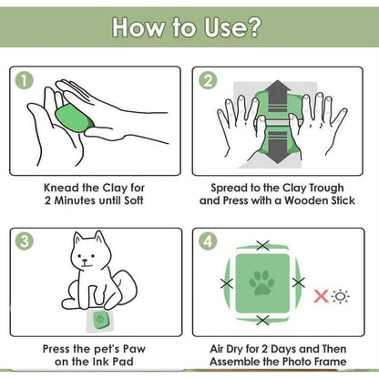 Pfotenabdruck Set Holz Bilderrahmen 3D Gips Hölzern