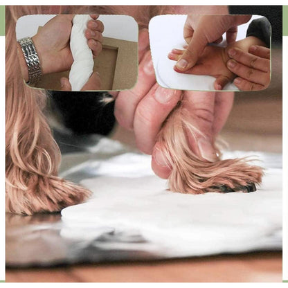 Pfotenabdruck Set Holz Bilderrahmen 3D Gips Hölzern