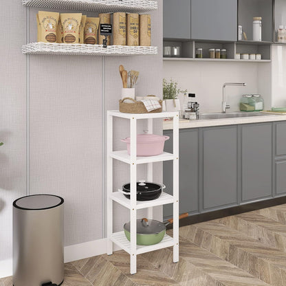 Bambus Badezimmerregal 4 Ebenen Organizer Weiß SMIBUY
