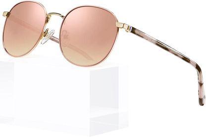 Polarisierte Runde Sonnenbrille Metall Rahmen Fashion Damen