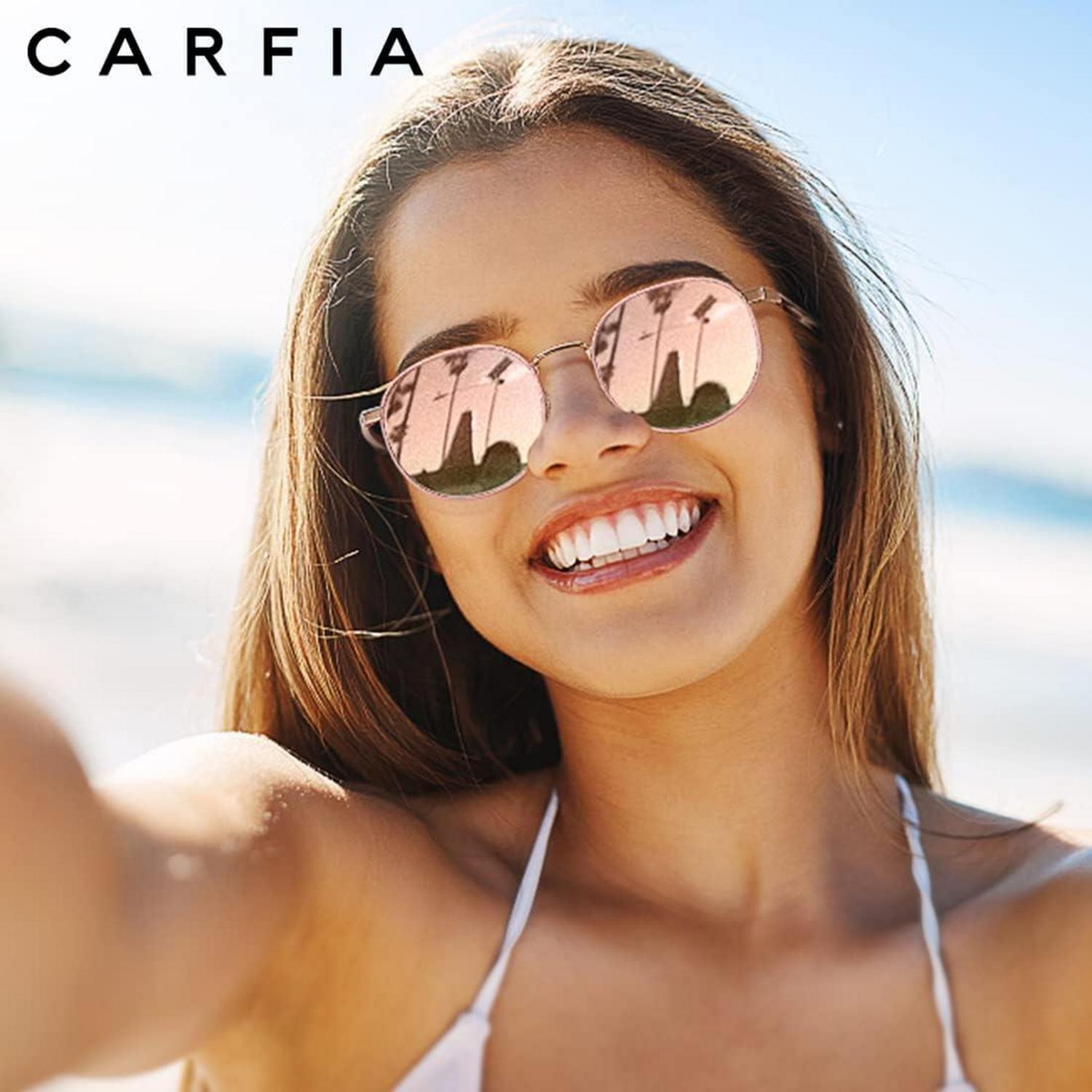 Polarisierte Runde Sonnenbrille Metall Rahmen Fashion Damen