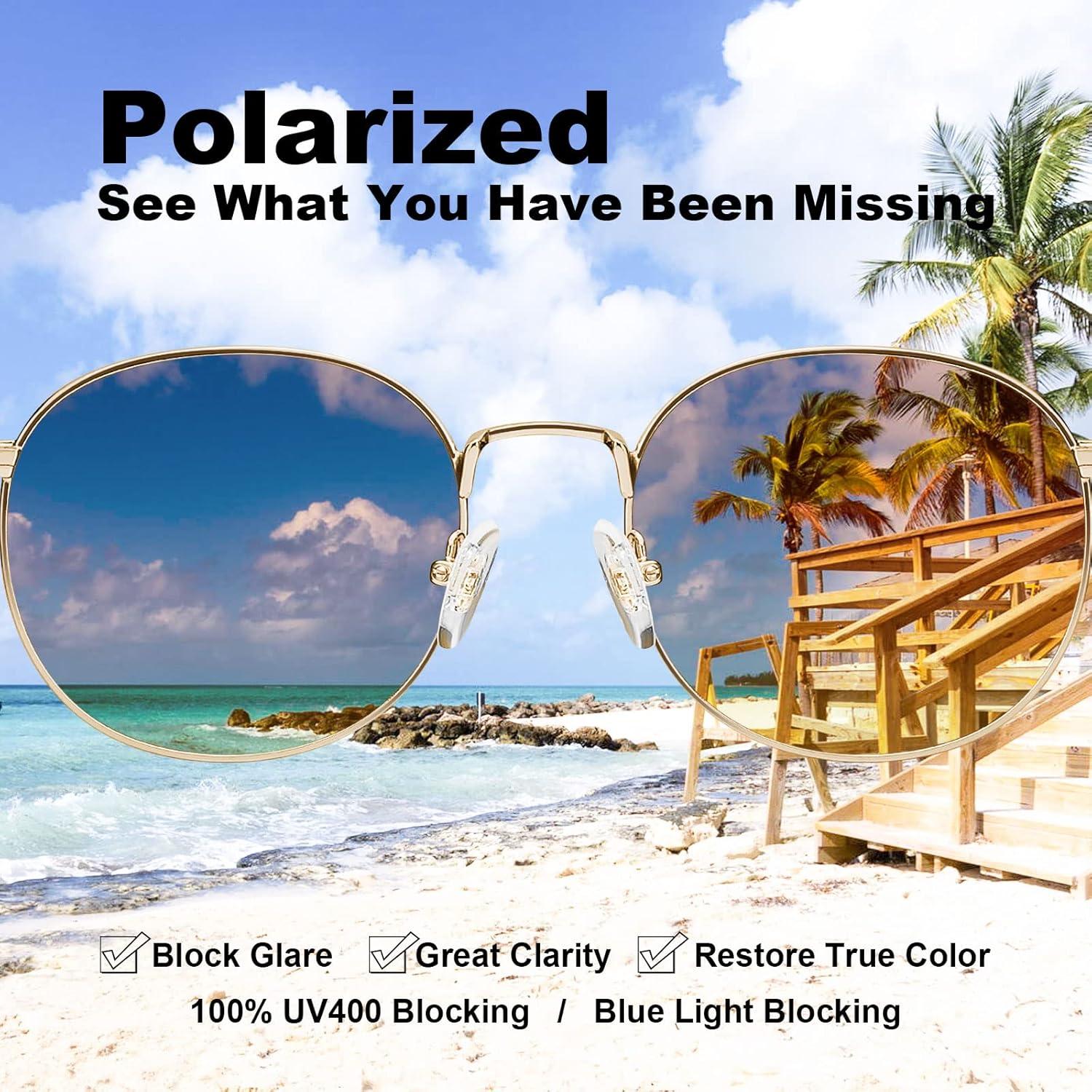 CARFIA Polarisierte Runde Damen Sonnenbrille Metall Rahmen UV400 Schutz