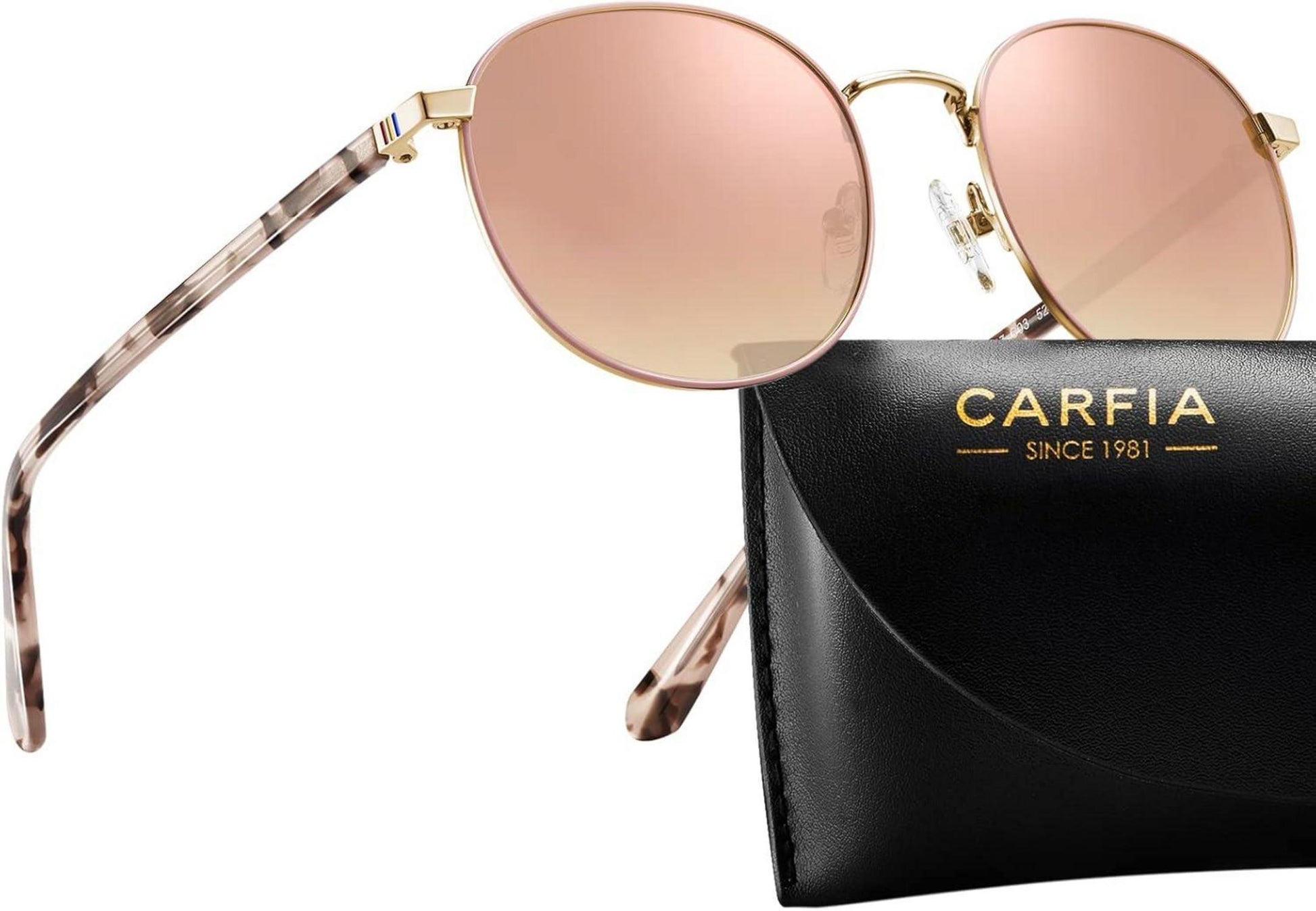 CARFIA Polarisierte Runde Damen Sonnenbrille Metall Rahmen UV400 Schutz