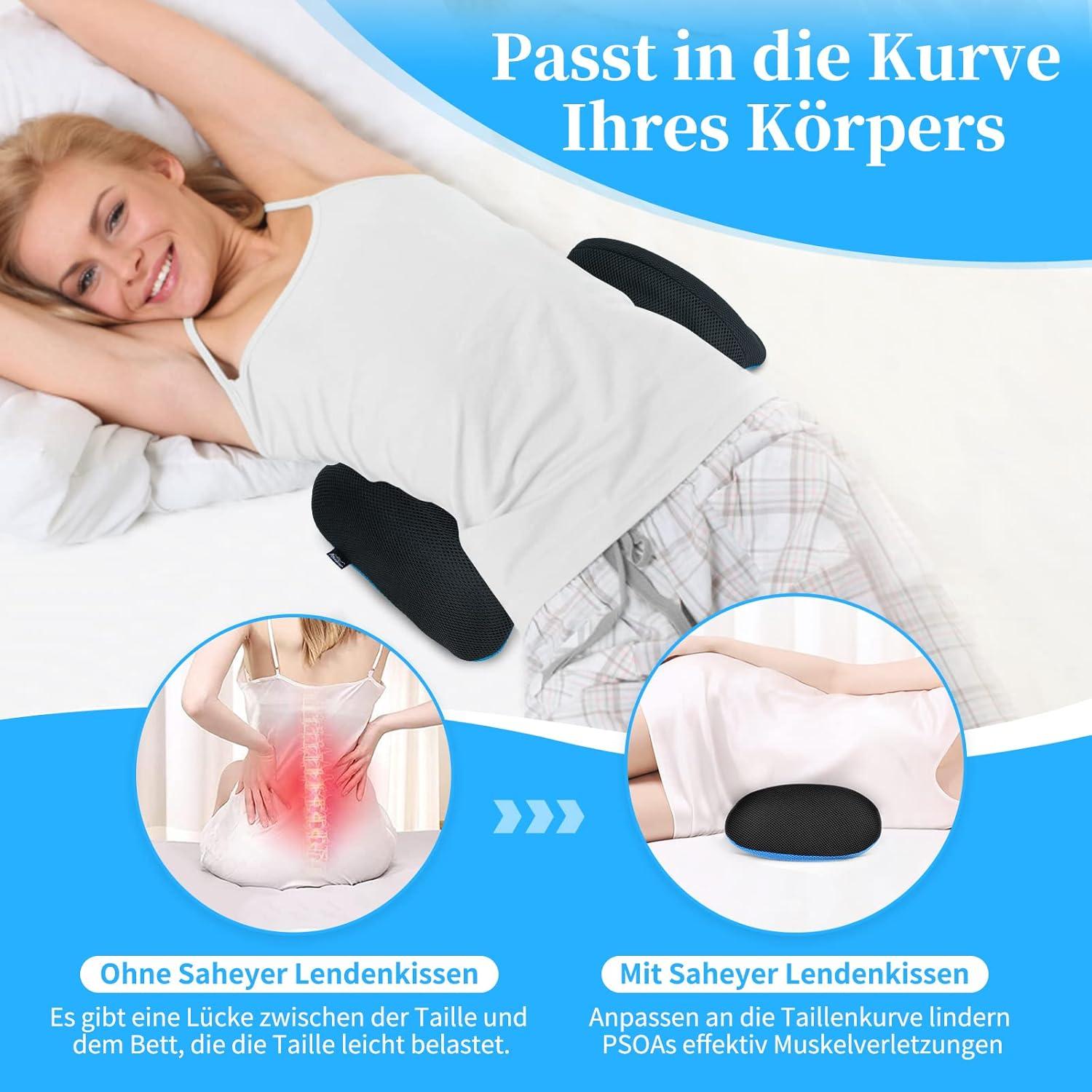 Orthopädisches Lendenkissen Memory Foam für Rücken Bett Stuhl Büro Blau