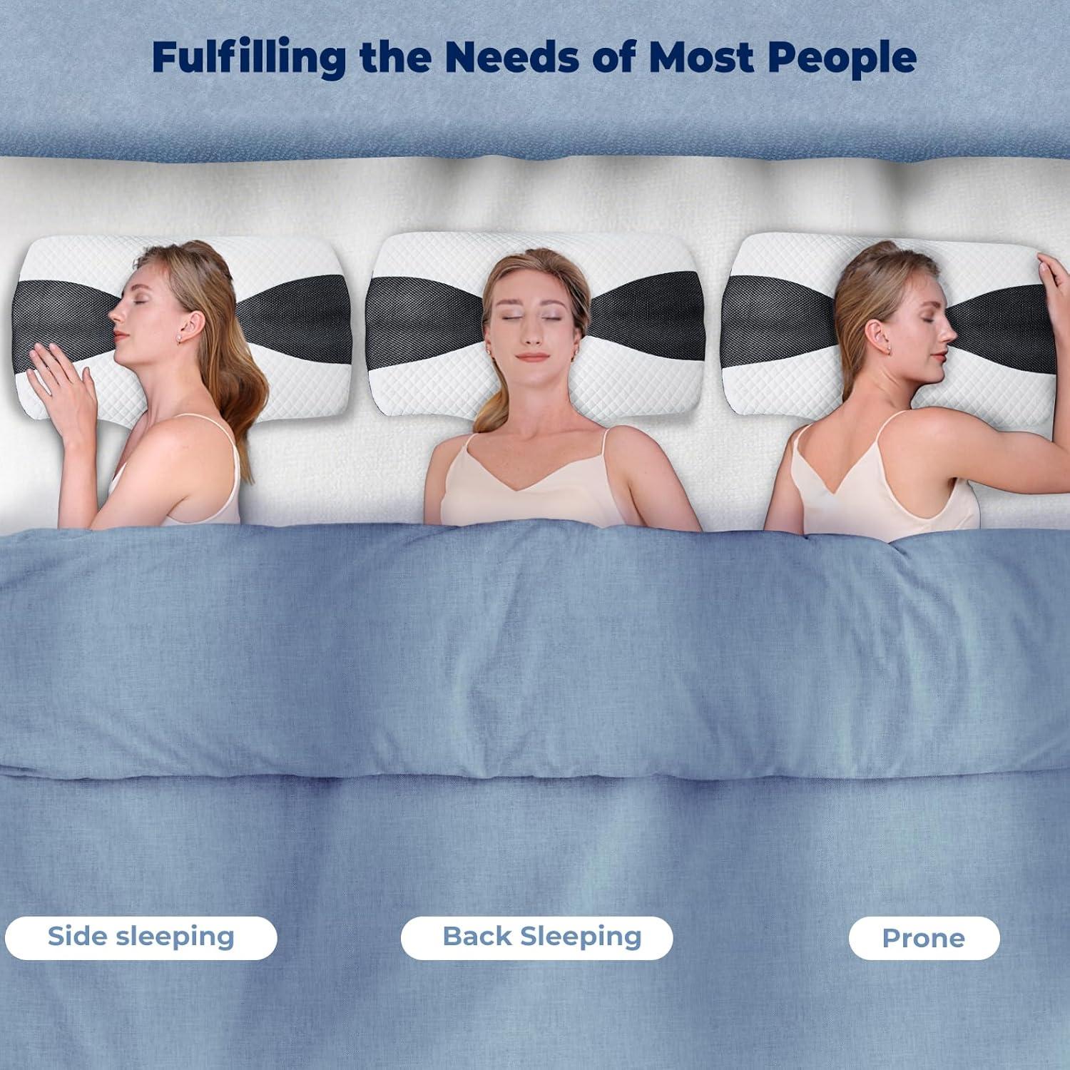 Orthopädisches Nackenkissen Memory Foam Kissen Ergonomisch Schwarz