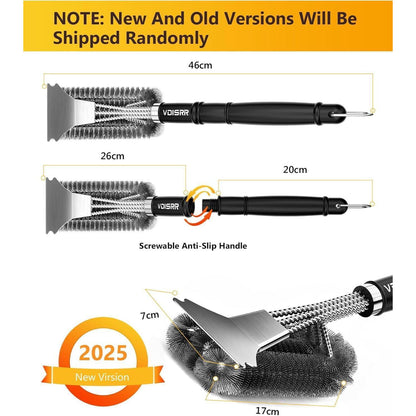 Grillbürste mit Schaber Edelstahl Langer Griff Grill Zubehör